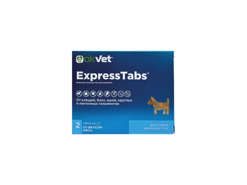 OKVET Express табс  собаки 2,5 до 5 кг(00258)		