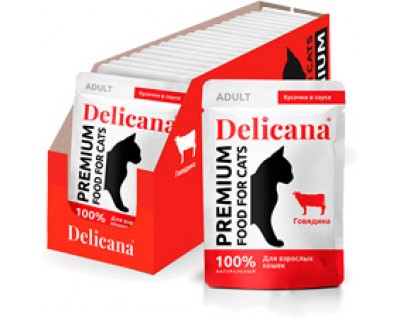 Delicana д/кошек говядина в соусе 85гр (20426)															