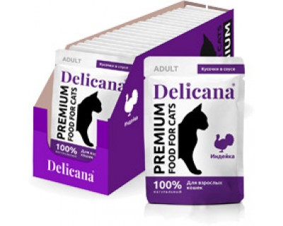 Delicana д/кошек индейка в соусе 85гр (20428)															